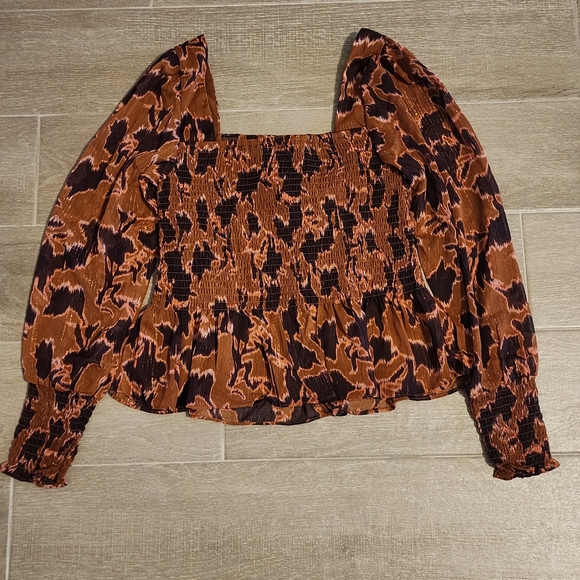 Nine West Smocked Puff Sleeve Blouse - Picture 2 of 2